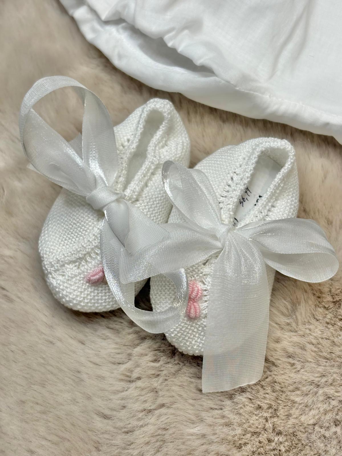 Vestitino con culotte, cuffietta e scarpina in filo - Marlù