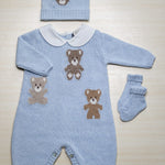 Completo Azzurro Prima Nascita 3 Pezzi - Jo Milano