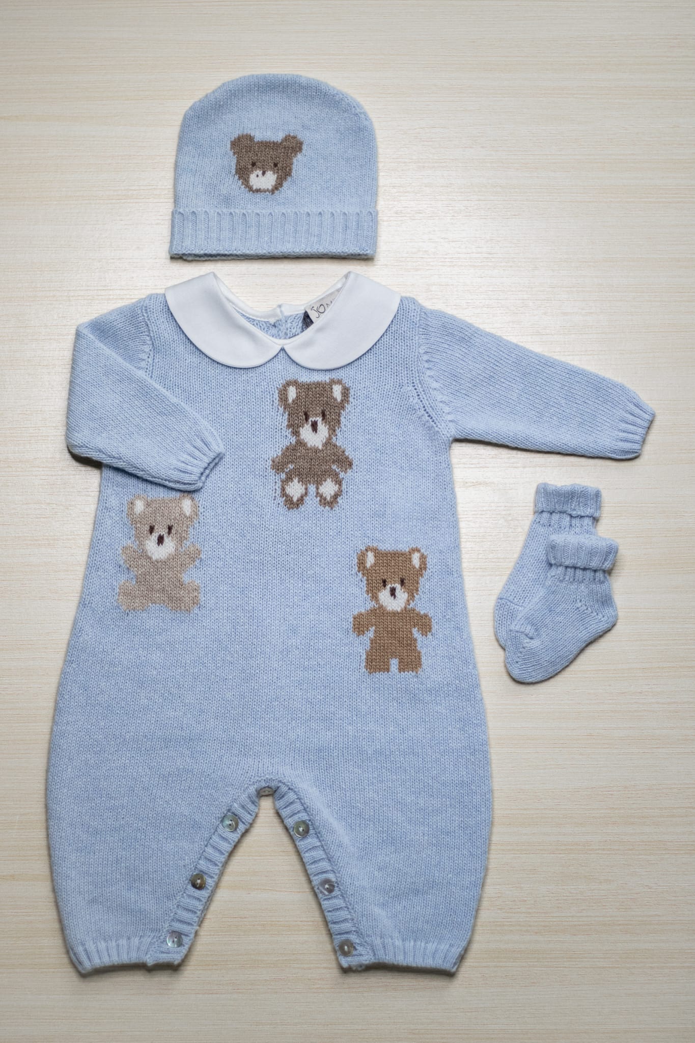 Completo Azzurro Prima Nascita 3 Pezzi - Jo Milano