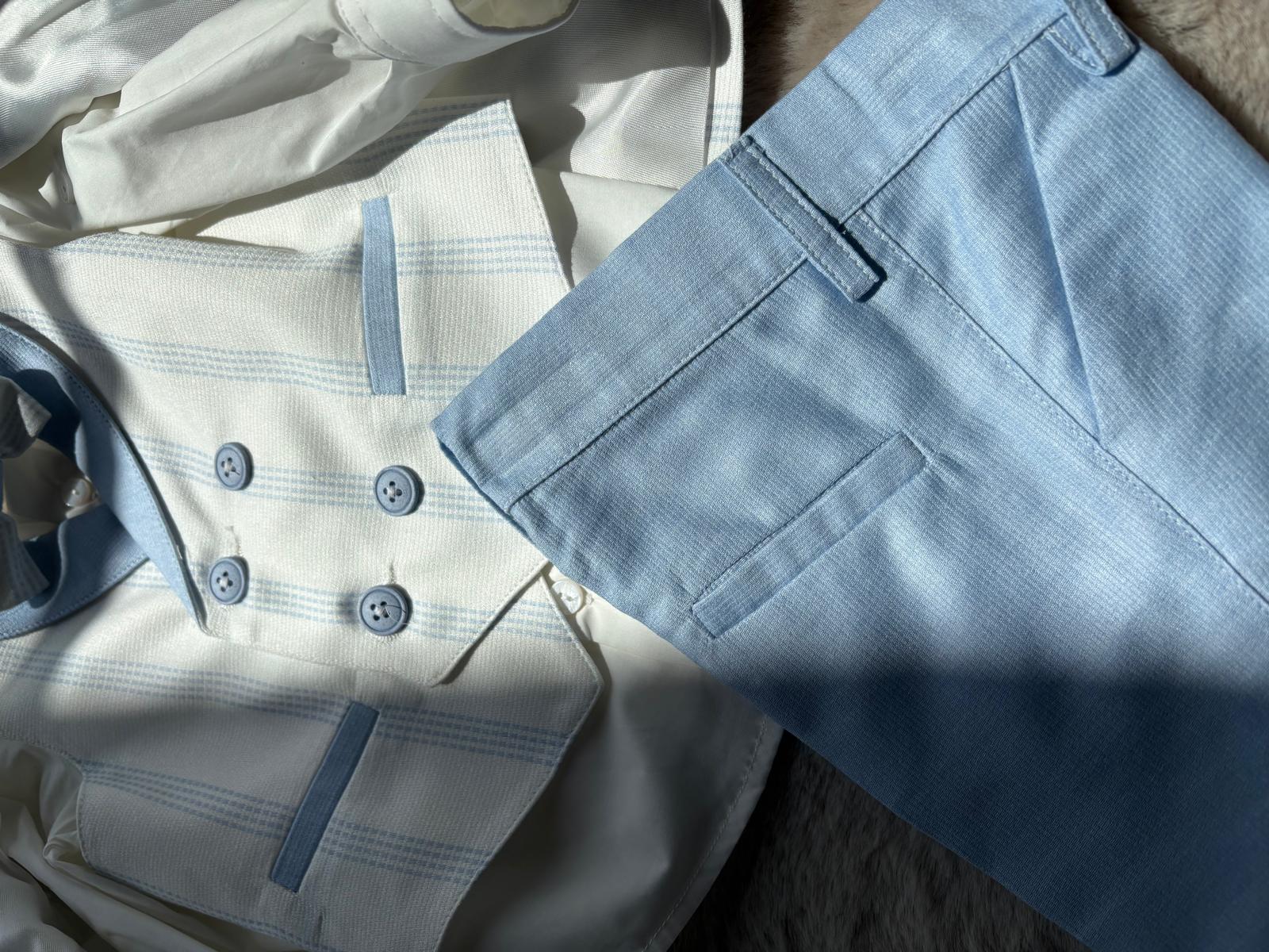 Completo Cerimonia 5Pz con l'azzurro e righe - Minù