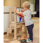 Torre Montessori 3 in 1 - Natural - Lavagna Magnetica e Convertibile in Tavolo+Sedia