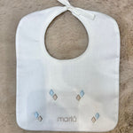 Bavetta con ricamo azzurro e tortora - Marlù