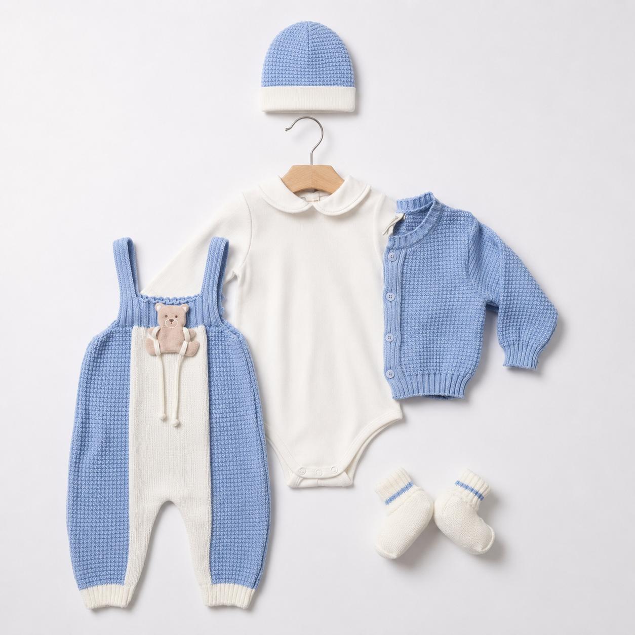 Set Nascita in Lana Mongolfiera Vaniglia Cielo - Marlù