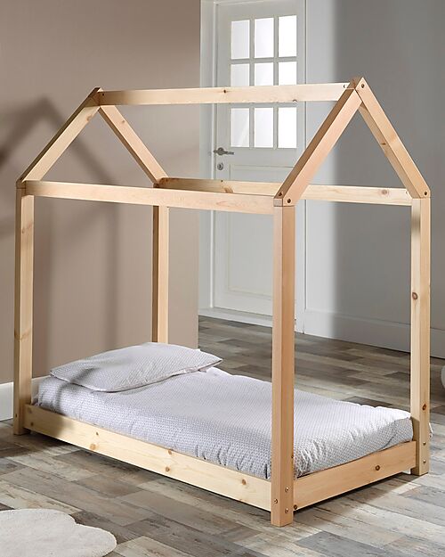 Letto Cabane - 70 x 140 cm - Legno di Pino Massiccio - con Doghe Incluse