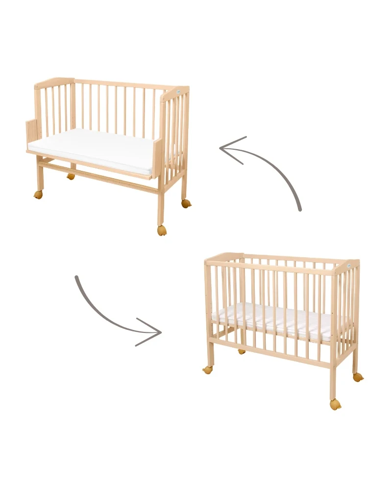 Lettino 2in1 con materasso - Naturale - Waldin