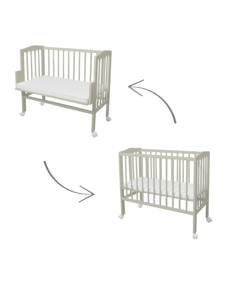 Lettino 2in1 con materasso - Oliva - Waldin