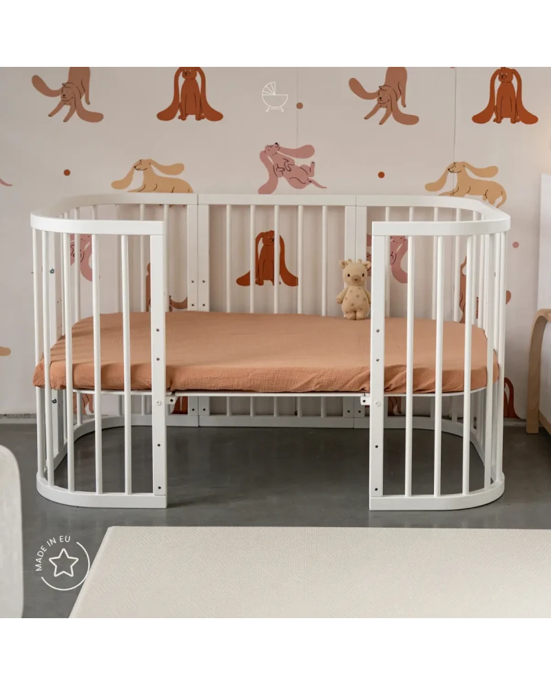 Lettino 7in1 con materasso - Bianco - Waldin