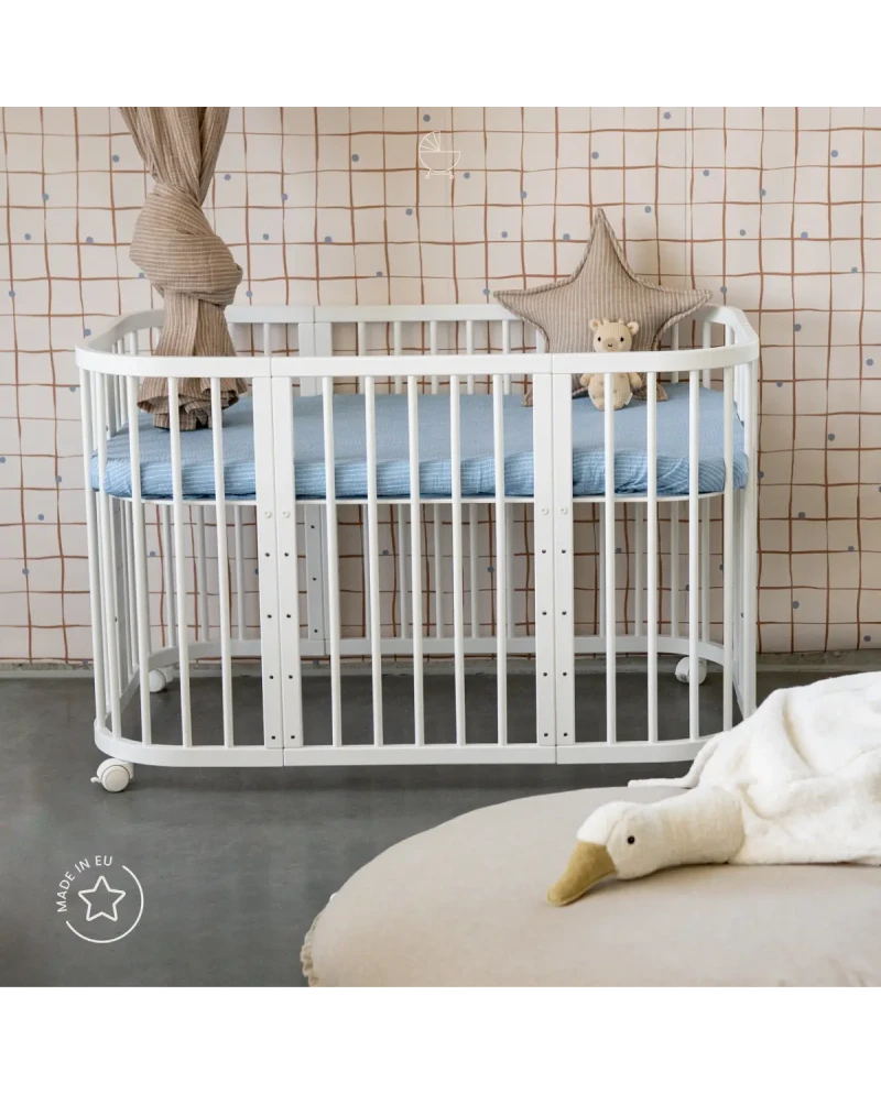 Lettino 7in1 con materasso - Bianco - Waldin