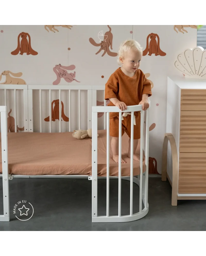 Lettino 7in1 con materasso - Bianco - Waldin