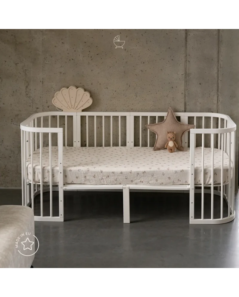 Lettino 7in1 con materasso - Bianco - Waldin