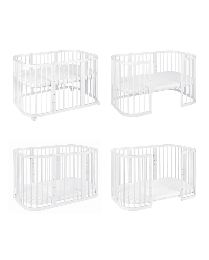 Lettino 7in1 con materasso - Bianco - Waldin