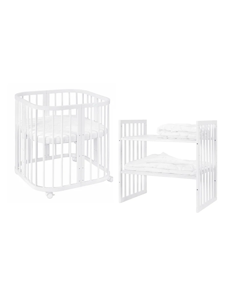Lettino 7in1 con materasso - Bianco - Waldin