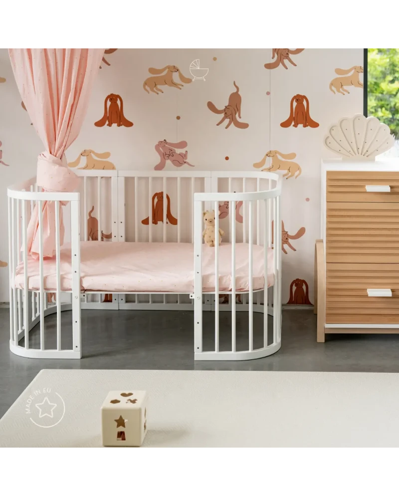 Lettino 7in1 con materasso - Bianco - Waldin