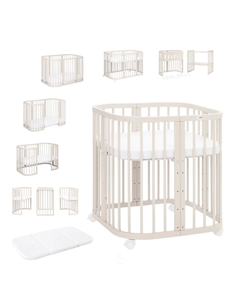 Lettino 7in1 con materasso - Cashmere - Waldin