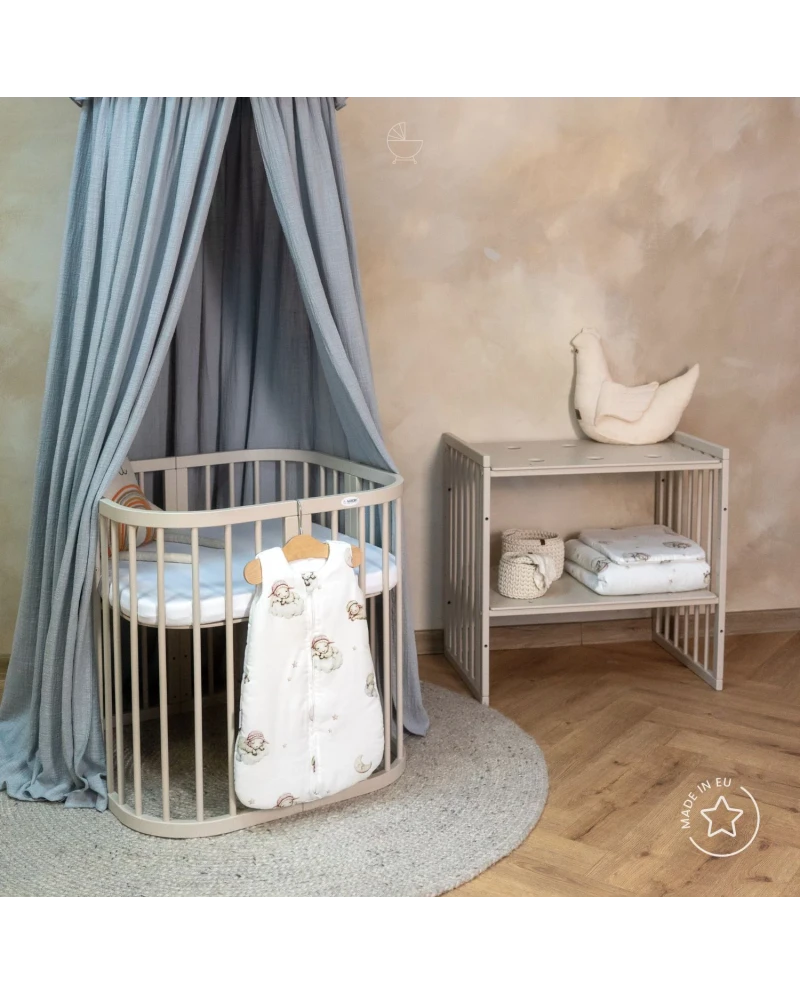 Lettino 7in1 con materasso - Cashmere - Waldin