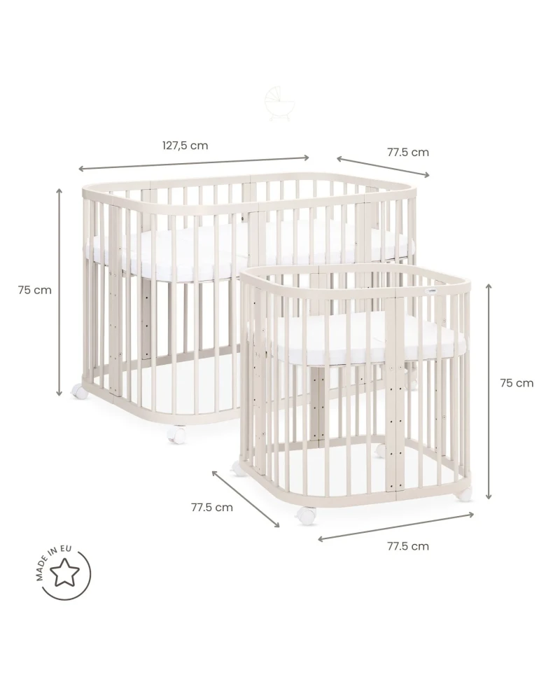 Lettino 7in1 con materasso - Cashmere - Waldin