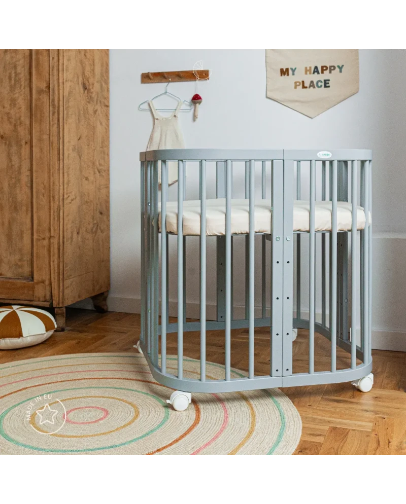 Lettino 7in1 con materasso - Grigio - Waldin