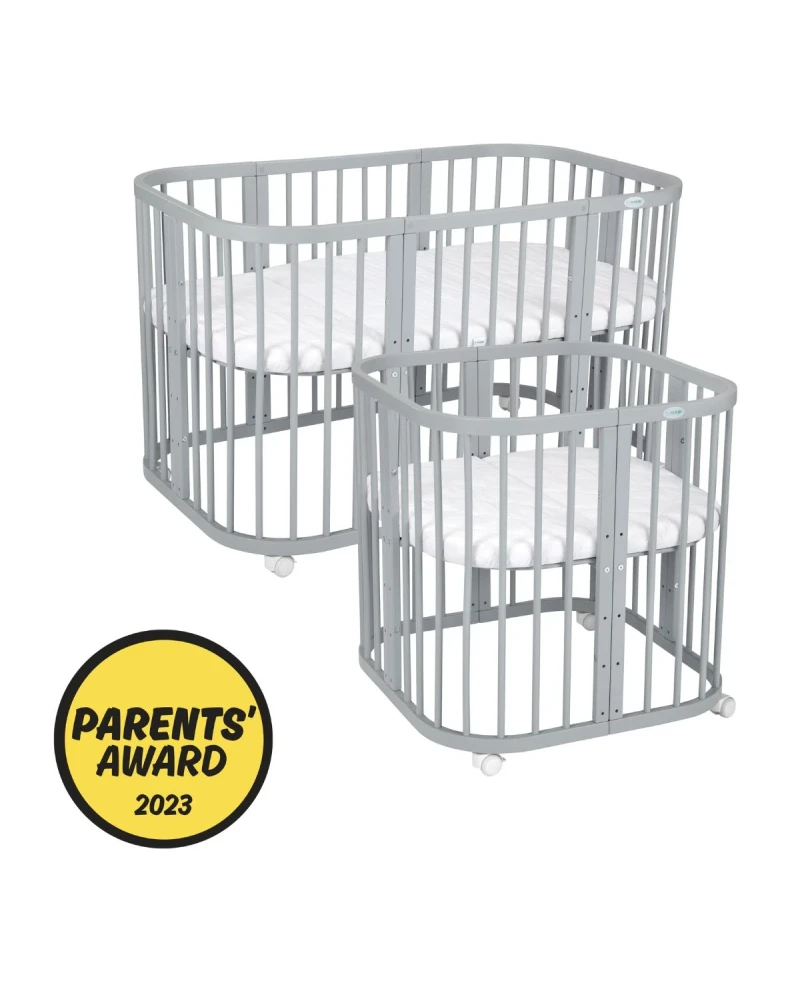 Lettino 7in1 con materasso - Grigio - Waldin