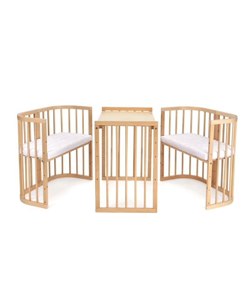 Lettino 7in1 con materasso - Naturale - Waldin