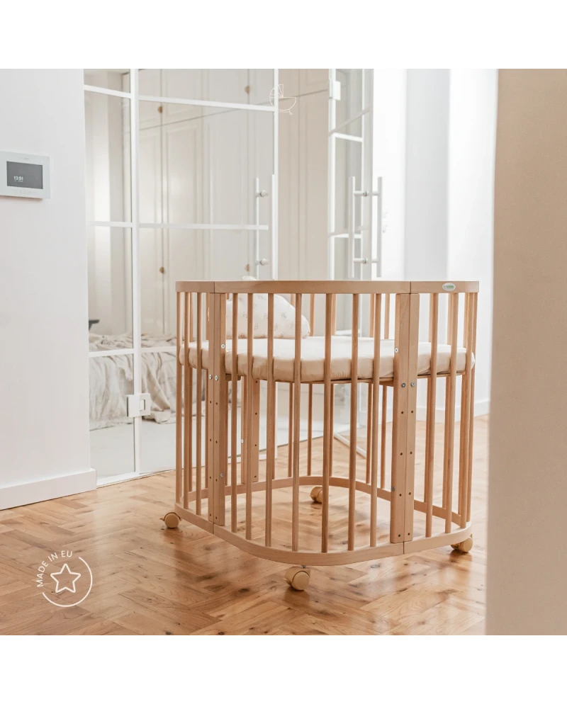 Lettino 7in1 con materasso - Naturale - Waldin