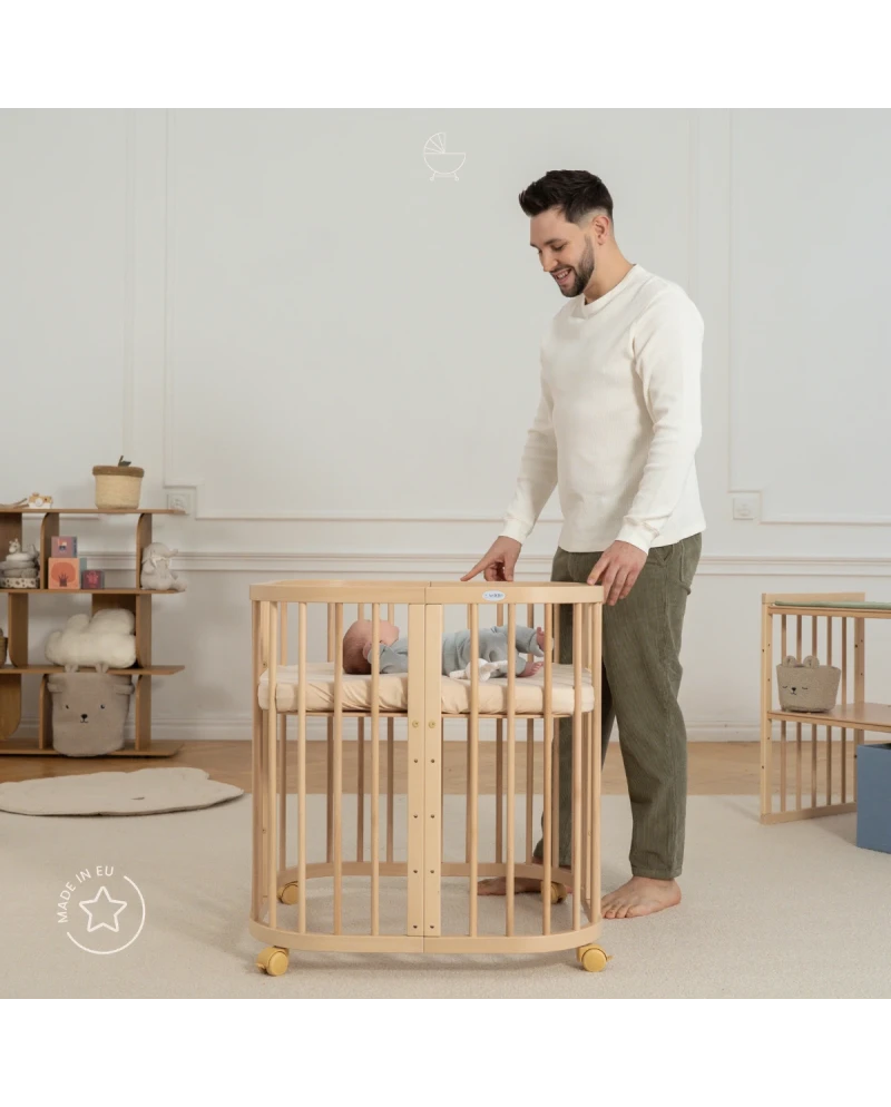 Lettino 7in1 con materasso - Naturale - Waldin