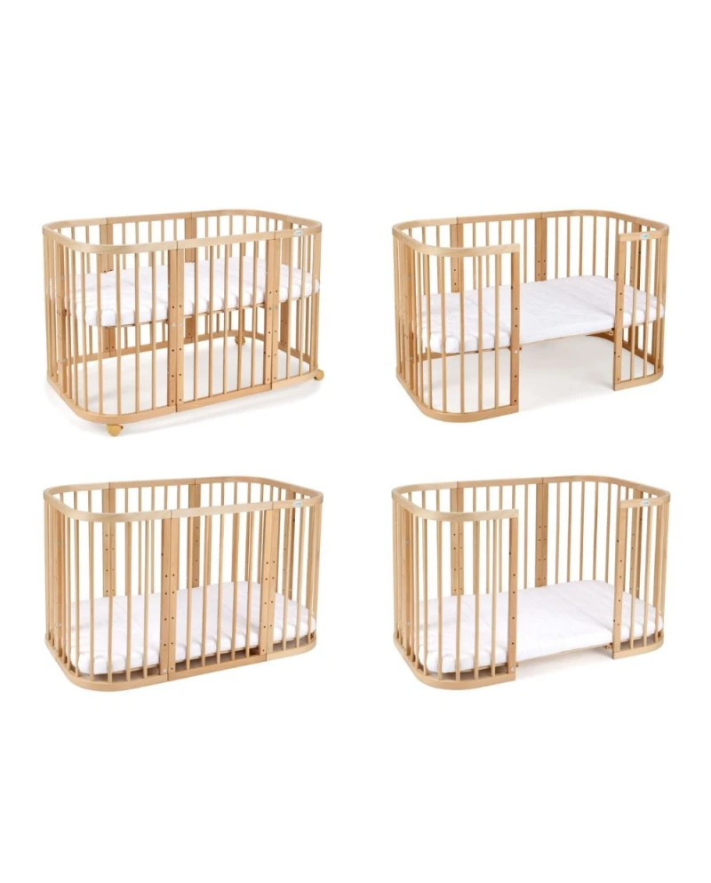 Lettino 7in1 con materasso - Naturale - Waldin