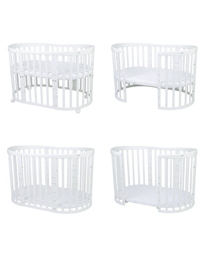 Lettino Ovale 7in1 con Materasso - Bianco - Waldin