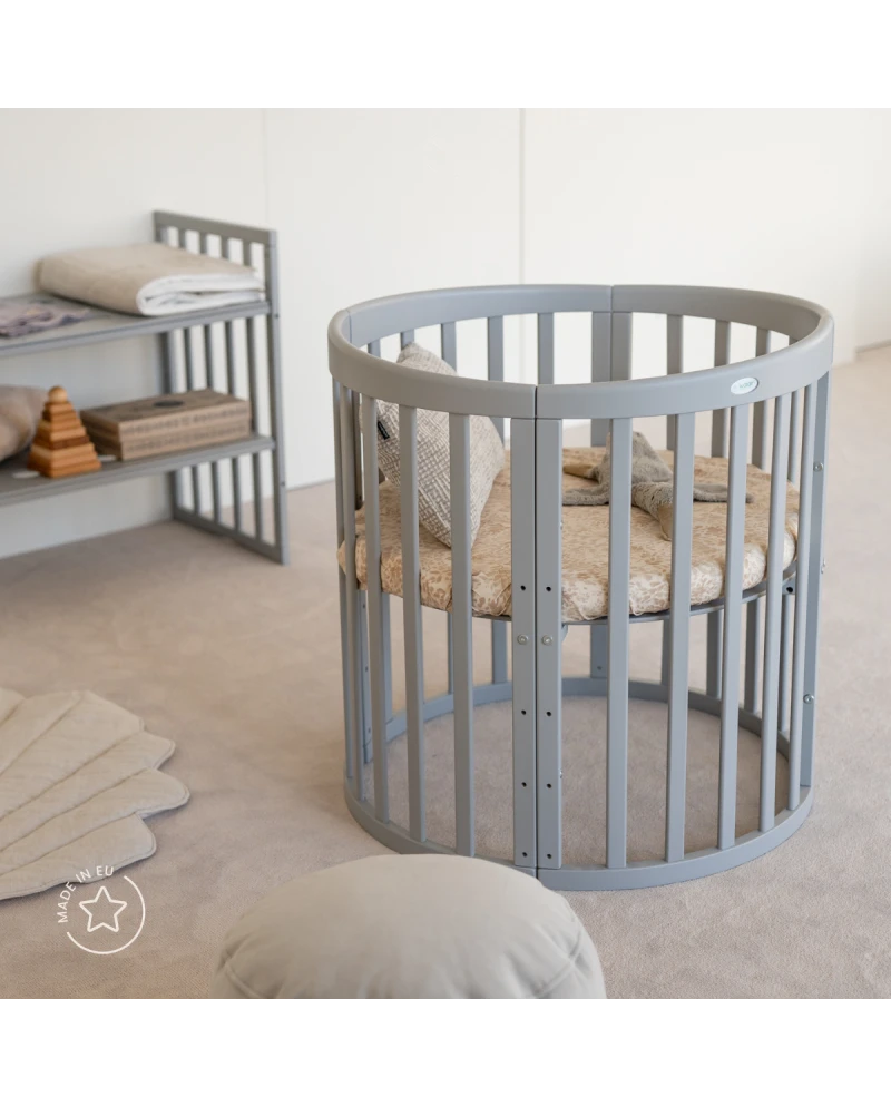 Lettino Ovale 7in1 con Materasso - Grigio - Waldin