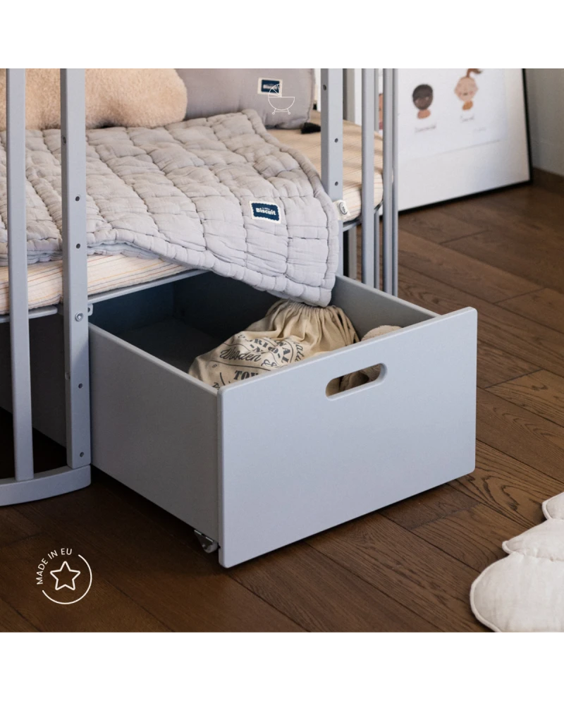 Lettino Ovale 7in1 con Materasso - Grigio - Waldin