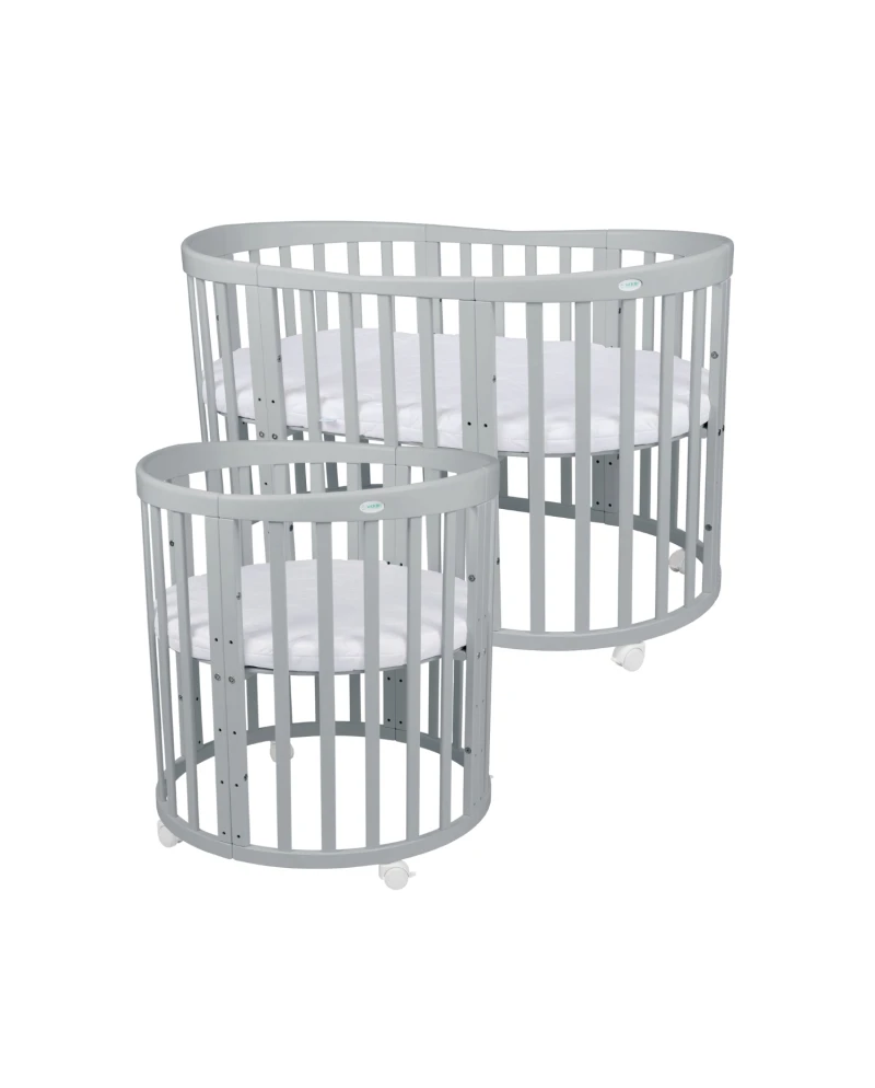 Lettino Ovale 7in1 con Materasso - Grigio - Waldin