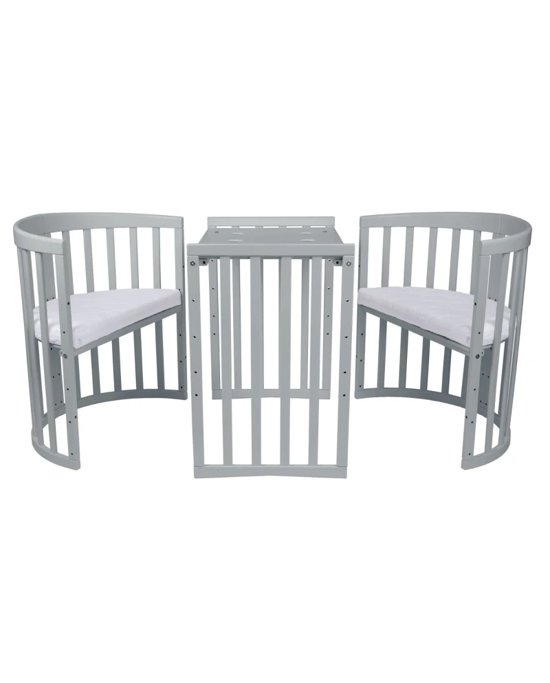 Lettino Ovale 7in1 con Materasso - Grigio - Waldin