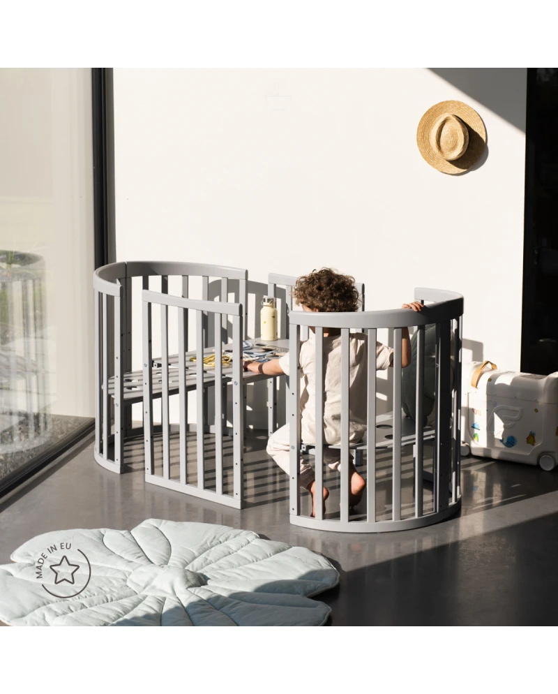 Lettino Ovale 7in1 con Materasso - Grigio - Waldin