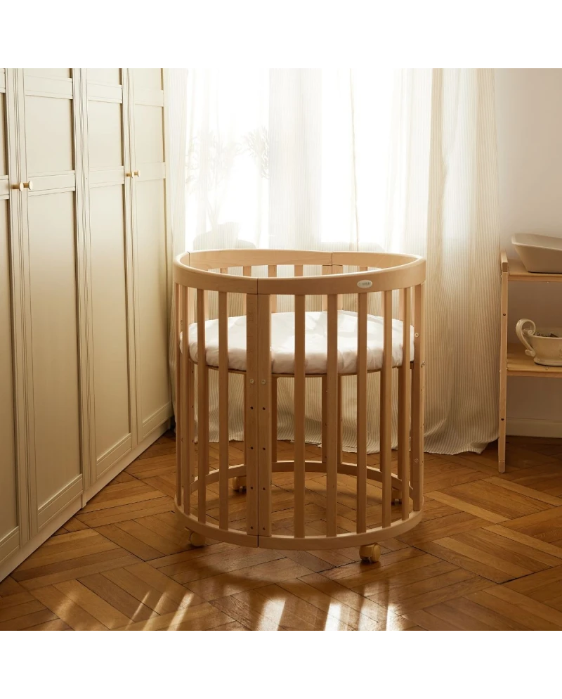 Lettino Ovale 7in1 con Materasso - Naturale - Waldin