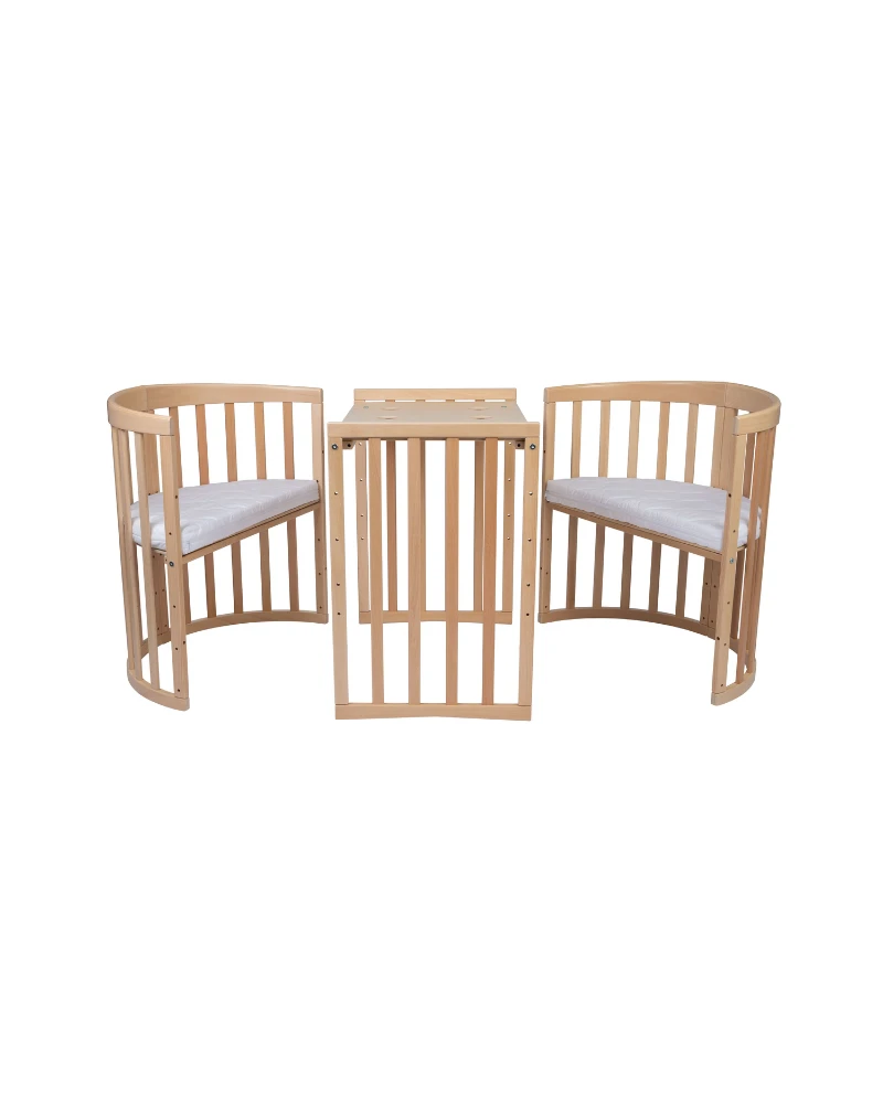Lettino Ovale 7in1 con Materasso - Naturale - Waldin