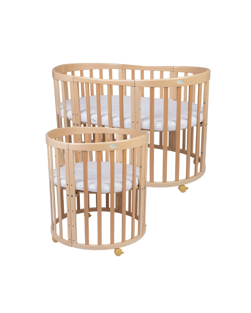 Lettino Ovale 7in1 con Materasso - Naturale - Waldin