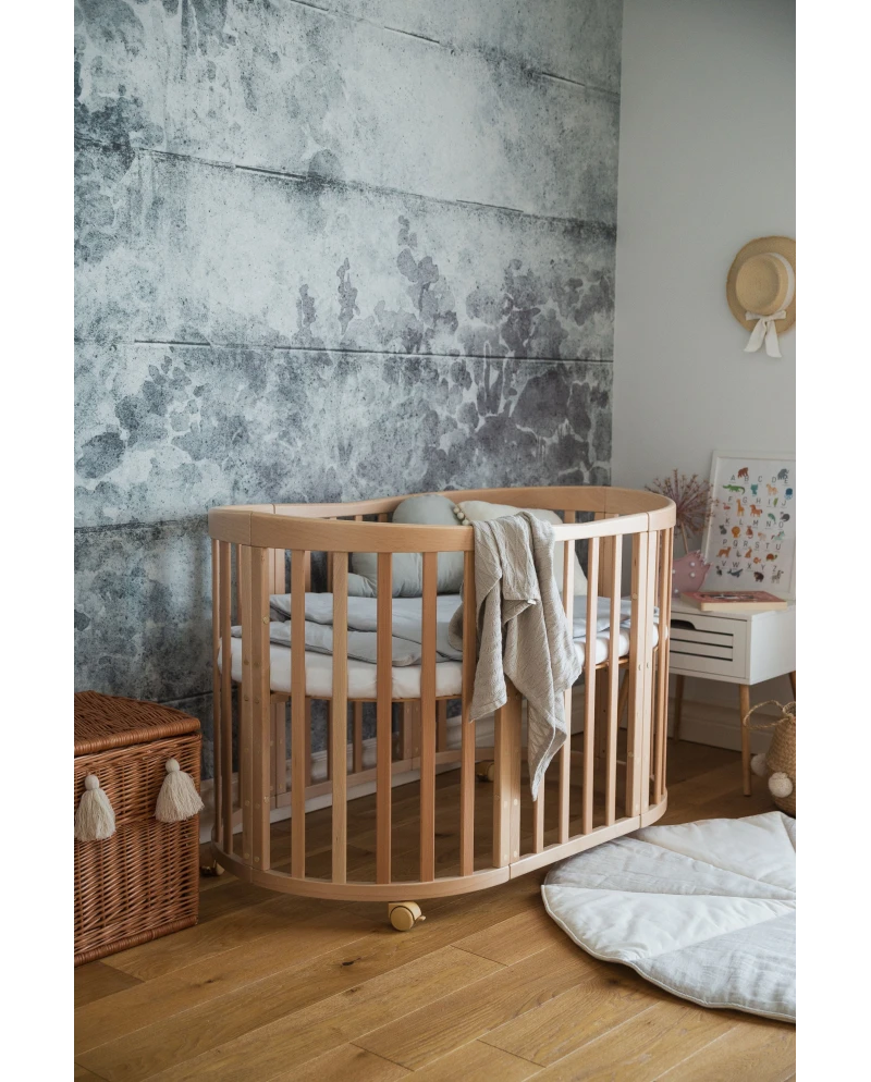Lettino Ovale 7in1 con Materasso - Naturale - Waldin