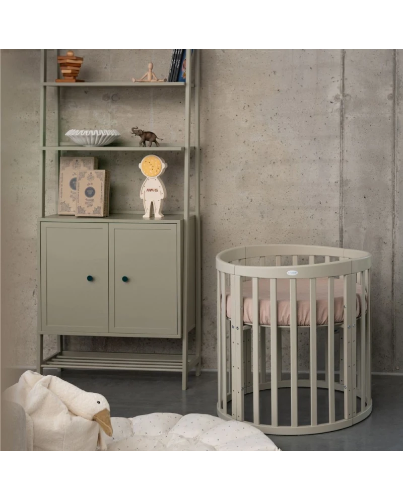Lettino Ovale 7in1 con Materasso - Oliva - Waldin