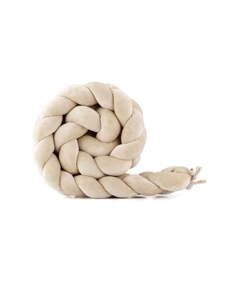 Paracolpi treccia in velluto per lettino - Beige - Waldin