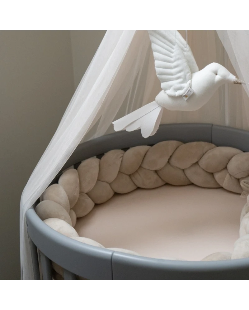 Paracolpi treccia in velluto per lettino - Beige - Waldin