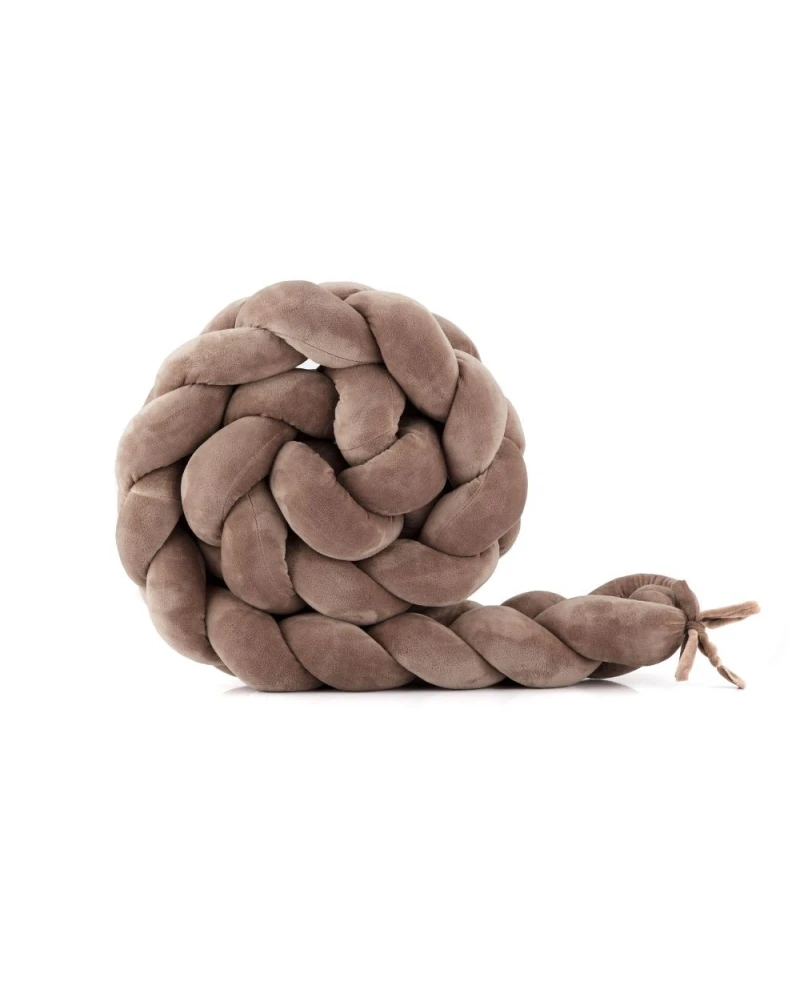 Paracolpi treccia in velluto per lettino - Cioccolato - Waldin