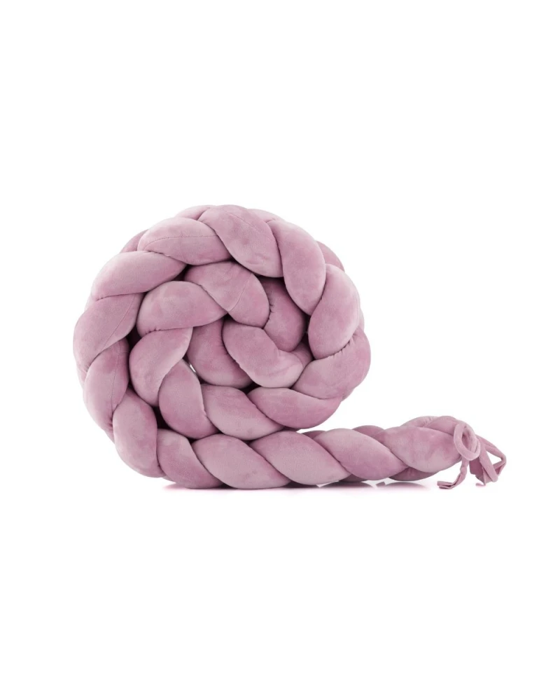 Paracolpi treccia in velluto per lettino - Rosa Antico - Waldin