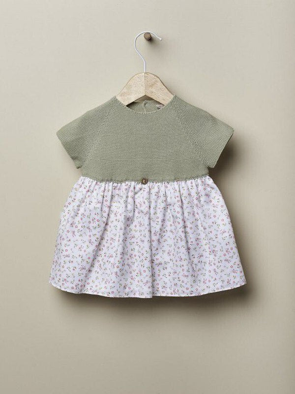Vestitino bambina Verde salvia estivo - dalla 3 alla 12 Mesi