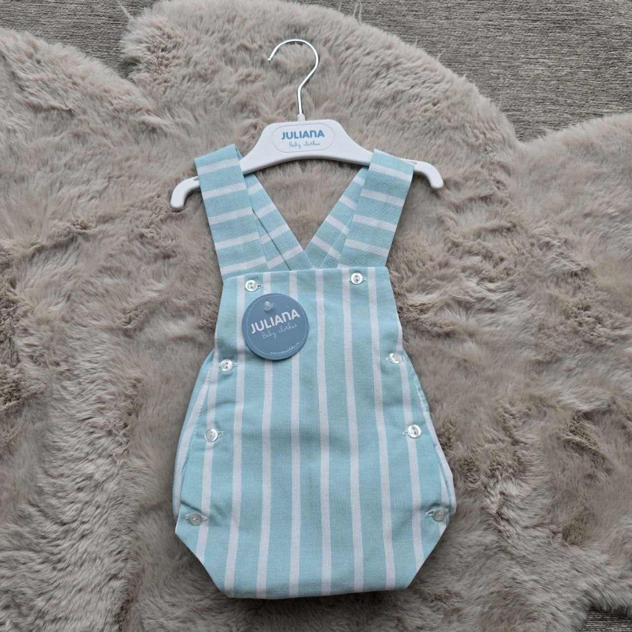Salopette Juliana Verde Acqua a Righe Bianche