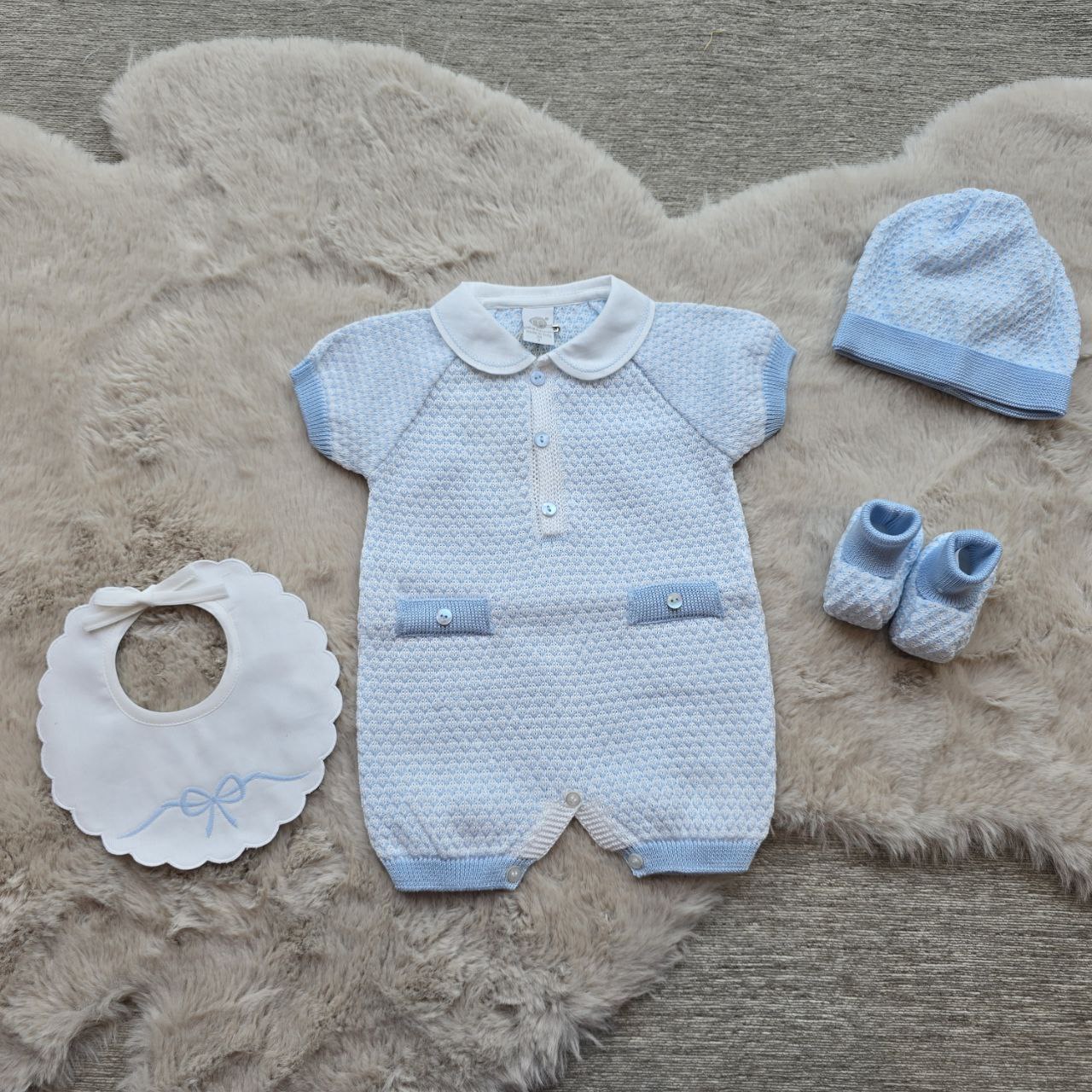 Coordinato in cotone azzurro - Marlù