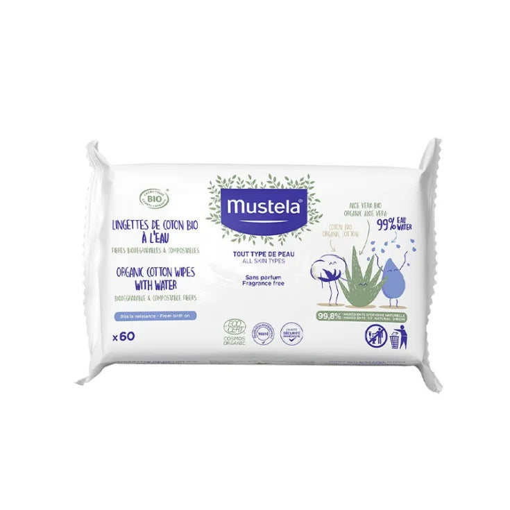 Salviette All'acqua In Cotone Certificate BIO - Mustela