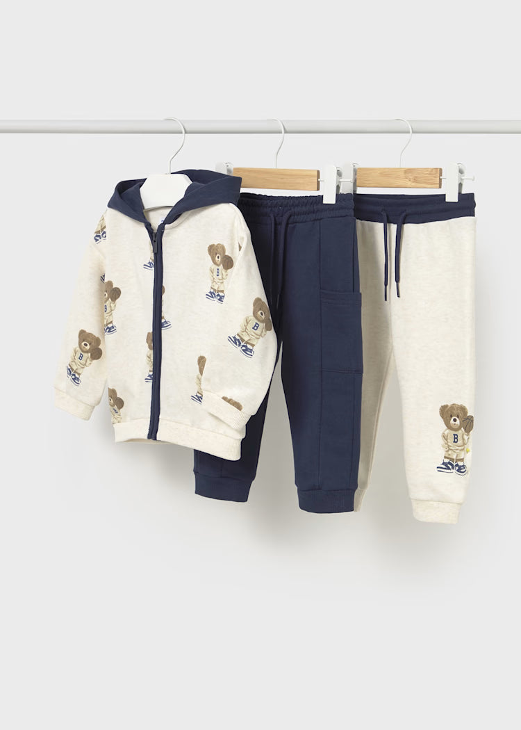 Tuta 3 pz pantaloni e felpa stampati neonato - Mayoral