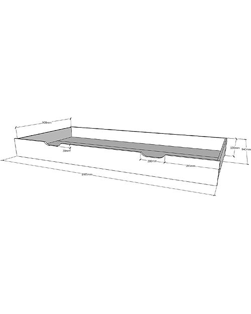 Letto Dallas - Bianco - 90 x 200 cm - Sponde su 3 Lati - con Doghe Incluse
