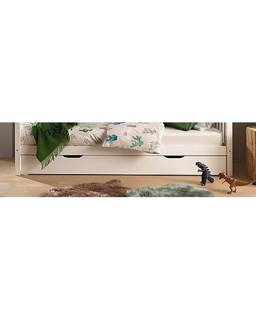 Letto Dallas - Bianco - 90 x 200 cm - Sponde su 3 Lati - con Doghe Incluse
