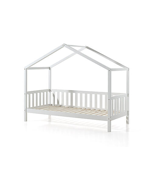 Letto Dallas - Bianco - 90 x 200 cm - Sponde su 3 Lati - con Doghe Incluse